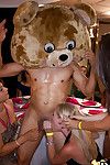 Dancing bear has his schlong sucked nicely by dressed ladies on a gathering