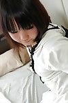 Chinese juvenile Chihiro Tanabe undressing and swelling her vagina lips in close up