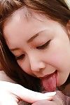 Chinese juvenile gives dick sucking with hairy mat-bag licking and benefits from bonked for creampie