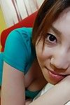 Japanese youthful Madoka Kanbe undressing and exposing her  bawdy cleft