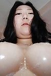 Lascivious Chinese dear with ample marangos acquires her shaggy wet crack fingered and screwed