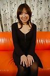 Smiley Chinese MILF Harumi Yoshie undressing and rubbing her furry bawdy cleft