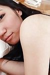 Glamorous oriental youthful Shiori Usami undressing and expanding her cunt lips
