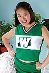 Infant Chinese freeing biggest front bumpers and a-hole from lower cheerleader uniform