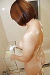 Bosomy oriental sugar-plum Tomoko Ochiai fondles she's ravishing washroom