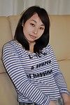 Sprightly oriental youthful Kasumi Ayano undressing and vibing her pussy lips
