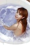 Redhead oriental girl Yuriko Hiratsuka attractive bathroom and playing with she\'s