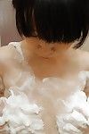 Thin Chinese gal with diminutive mangos Yuka Kakihara fascinating foamy washroom