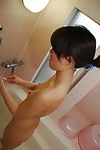 Slippy Chinese amateur Kotomi Yano brushing her teeth and pleasant washroom