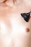 Juicy Chinese angel Miko Dai exposing small bra buddies and skinhead uterus in shower-room