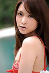 Terrific Japanese infant with clever fanny erotic dancing by the pool