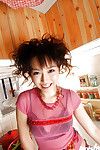 Lusty Japanese beauty with hot legs Aya Shiraishi having enjoyment in the kitchen