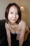 Lusty oriental MILF disrobes down and has some bawdy cleft vibing getting pleasure