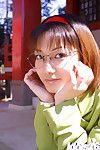 Bawdy Chinese darling in glasses and school uniform revealing her love bubbles