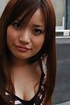 Smiley Japanese princess Saki Mitsui undressing and amplifying her underneath lips
