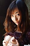 Cute eastern amateur Hikaru Koto revealing her insignificant melons and curly uterus