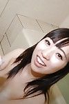 Young oriental model Kanae Sakata voluptuous bathroom and giving a soapy hand job