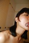 Japanese dear Midori Kimishima gives a carnal dick sucking in the shower-room