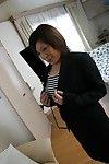 Japanese MILF in cylinder Kimiko Ogata erotic dancing off her clothing and underclothes Master