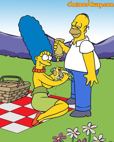 Marge surprises homer at work with a food basket, inviting him to a naughty picn