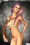 Tattooed punk drawing posing stripped