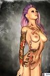 Tatuado punk Dibujo posando despojado