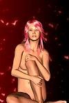 नग्न कार्टून के साथ गुलाबी बाल
