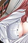 Busty redhead hentai hottie in glasses getting undersize snatch smashed by a big schlon