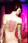 3d Emo querida Tiff provocações eua com ela tatuado corpo e Grande melões
