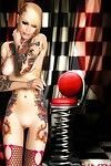 D Emo Regina in calze a rete skar mostrando Il suo sexy Tatuato corpo