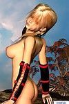 Blonde caricature girl stripped outdoors