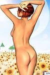 curto cabelo ruiva animação Boneca no campo de margaridas ao ar livre