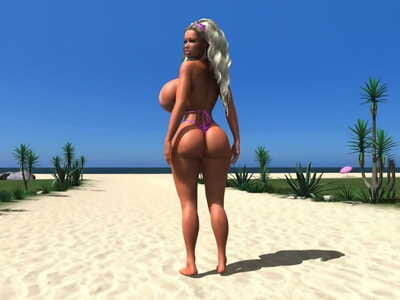 Bigtitted 3d blonde chick sunbathing undressed at the beach - part 1170