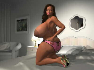 Ebony 3d angel shows her massive melons in her bedroom - part 1044
