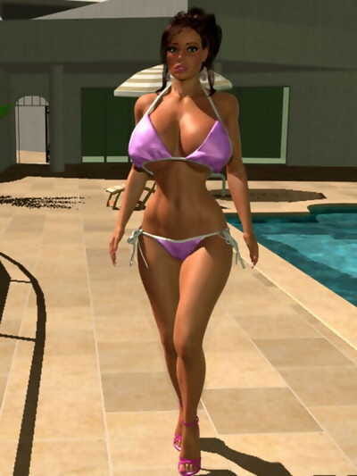 Buxom 3d cartoon gals eat pussy by the pool - part 994