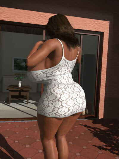 Boobsy black 3d bbw hottie showing her giant bumpers outdoors - part 1322