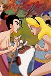 The fists and bra buddies come out in this fight betwixt Mulan and Alice - Pichunter