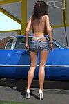 Mammoth breasted 3d carwash cutie poses as mother gave birth while car cleaning at gas station - part 1329