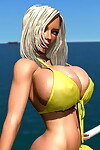 Redondeado 3d De oro de pelo Babe muestra su enorme mambos bajo Bikini al aire libre Parte 1319