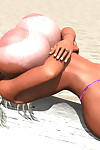 Блондинка 3d Довольно в Бикини вспышки ее массивные яблоки в В общественные Пляж часть 1186
