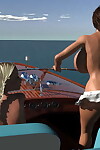 topless Ogromna piersią 3d Blondynka Chicito wakeboarding część 1184