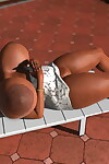 可爱的 棕色 3d 贝贝 表示 关闭 她的 主要的 自然的 乳房 一部分 1178