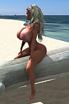 Bigtitted 3d blonde chick sunbathing undressed at the beach - part 1170