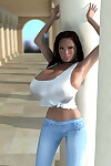 quente enorme breasted 3d Babe Erótica dança no nature