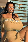 Massive breasted 3d american indian model posing outdoors - part 1167