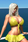 sexy 3d Bikini Bionda modello mostra Il suo grande Tette su il pier parte 1166