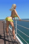 Sexy 3d bikini blonde model shows her large boobs on the pier - part 1166