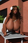 Alluring sultry ebony 3d lass with huge pointer sisters posing outdoors - part 1161