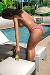 Topless 3d girl grows a massive rack by the pool - part 1160