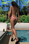 Topless 3d girl grows a massive rack by the pool - part 1160